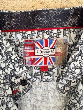 7 Downie St. London Printed Button-Up Shirt - Black & White